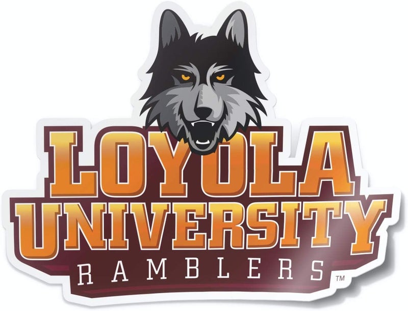 Nudge Printing Loyola University Chicago LUC Ramblers with LU Wolf Vinyl Car Window Decal Laptop Bumper Sticker - Full Color - Image 1